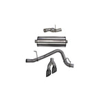 Corsa 304 stainless steel single side exit cat-back exhaust system with dual-walled polished black tips.