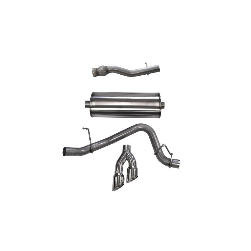 Corsa 3-inch stainless steel cat-back exhaust system with twin 4-inch polished tips for GMC Yukon Denali.