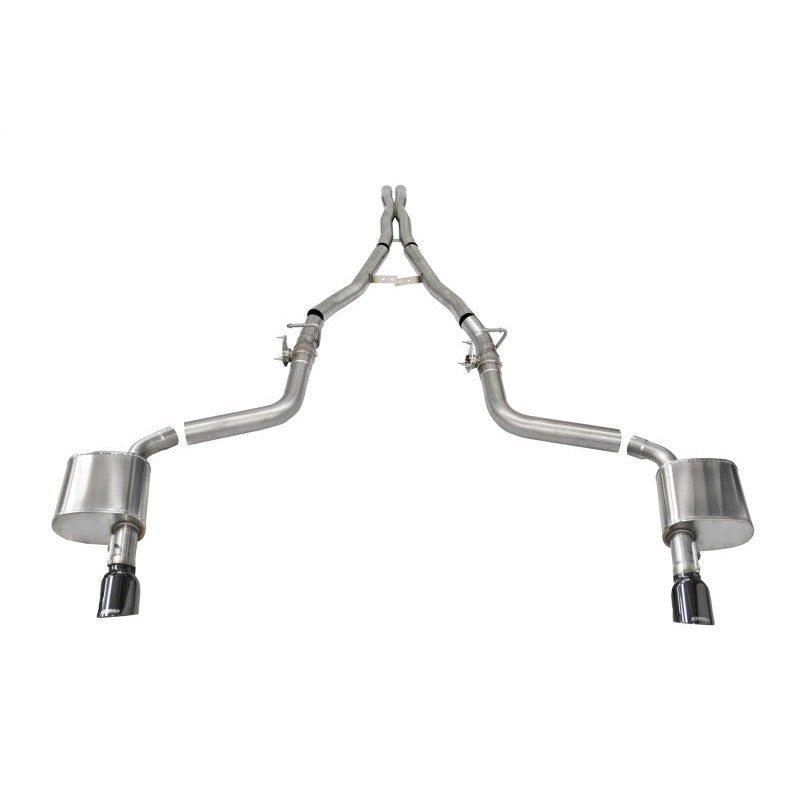Corsa 2.75-inch Valved Cat-Back exhaust system for Dodge Charger with 4.5-inch black PVD tips.