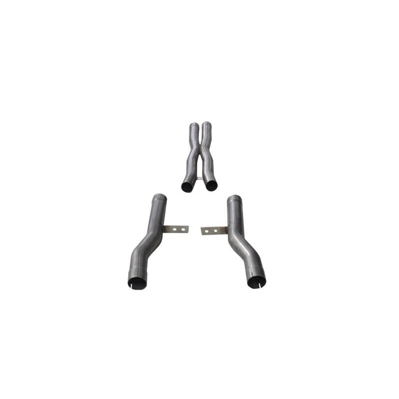 Corsa 2.75-inch 304 stainless steel resonator delete pipes with CNC machined donut connections and laser-cut flanges.
