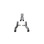 Corsa 2.75-inch 304 stainless steel resonator delete pipes with CNC machined donut connections and laser-cut flanges.