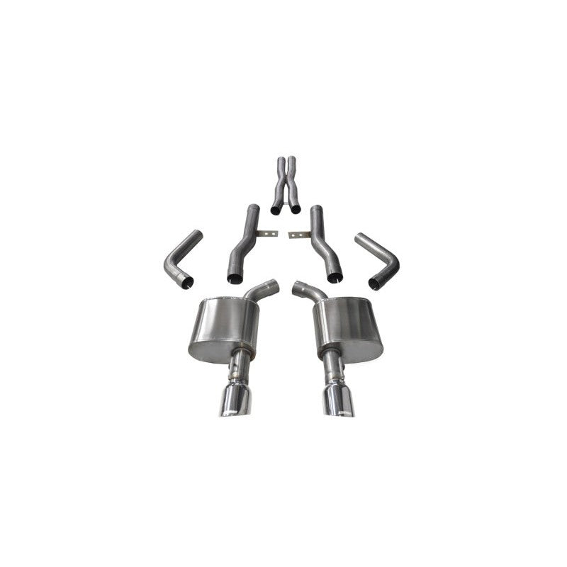 Corsa Xtreme 304 stainless steel cat-back exhaust system with dual polished rectangular tips for 2015-2020 Dodge Charger.