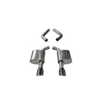 Corsa Sport axle-back exhaust system featuring 304 stainless steel piping and dual 4.5-inch black finished tips.