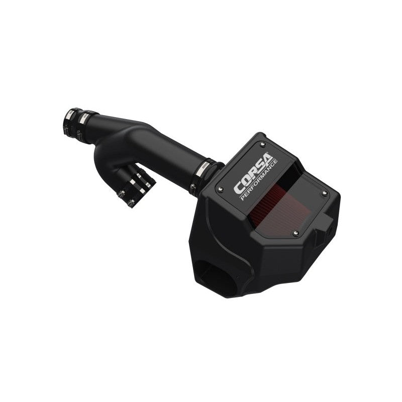 Corsa Performance cold air intake system with a DryTech 3D filter and smoked acrylic lid for 3.5L Ford and Lincoln vehicles.