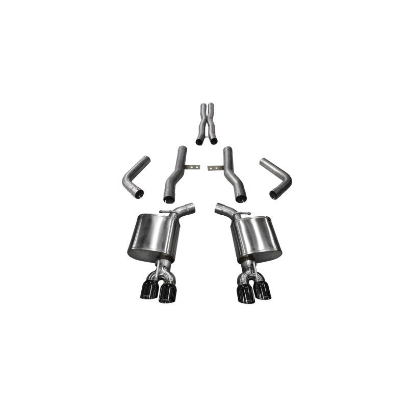 Corsa 21006BLK Xtreme cat-back exhaust system with 304 stainless steel piping and dual 3.5-inch black tips.