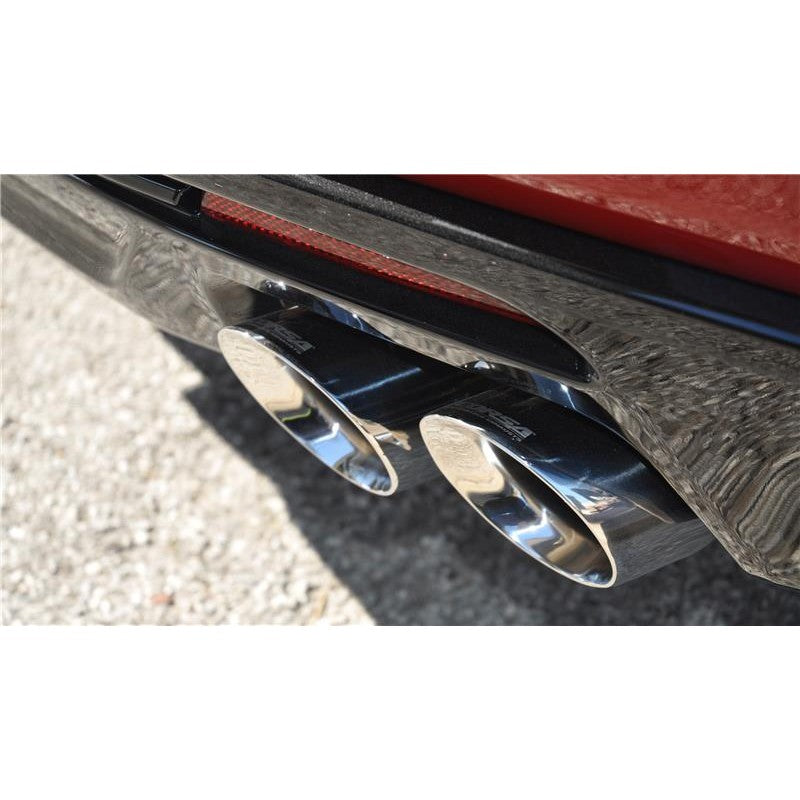 Corsa Xtreme axle-back exhaust system with 304 stainless steel piping and polished dual-walled tips for Chevrolet Camaro.