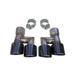 Corsa Pro-Series 4-inch twin exhaust tips with Black PVD finish and laser-engraved logo for 2018-2023 Ford Mustang.