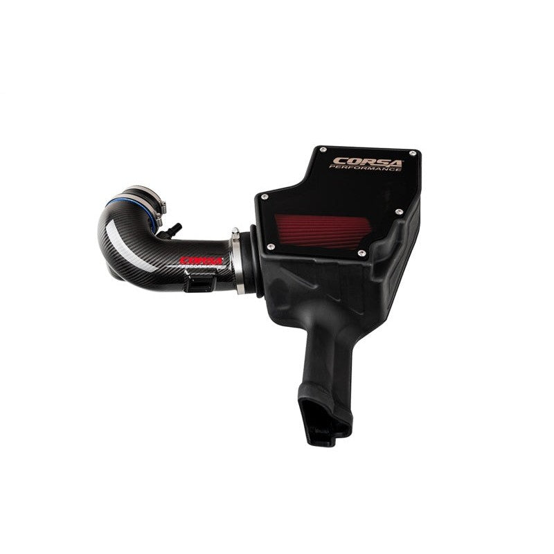 Corsa Performance carbon fiber cold air intake system with enclosed airbox and DryTech filter for Ford Mustang GT