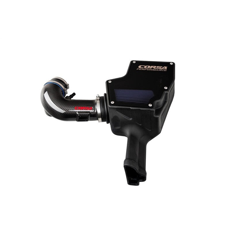 Corsa Performance carbon fiber air intake duct and rotomolded airbox with smoked lid for 2018-2023 Ford Mustang GT 5.0L