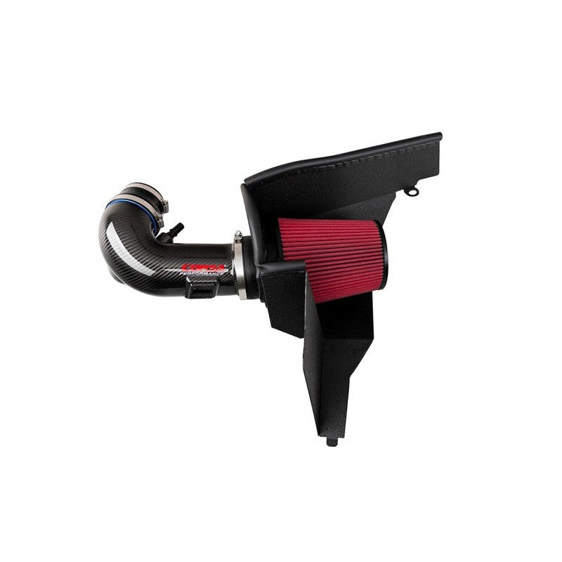 CORSA Performance carbon fiber air intake with DryTech 3D filter and aluminum heat shield for 2018-2023 Ford Mustang GT.
