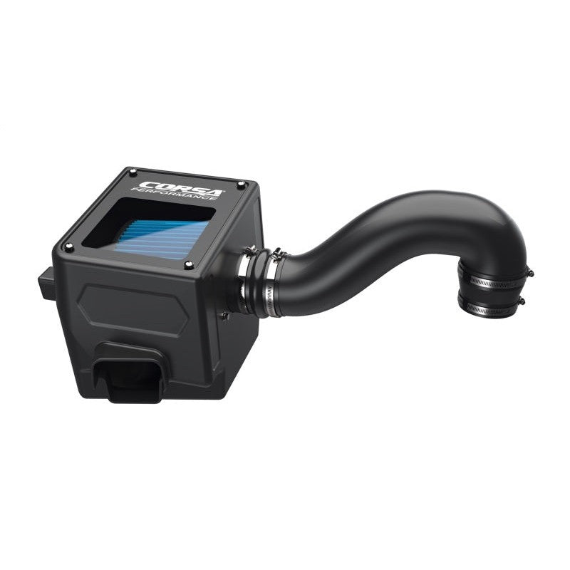 Corsa Performance cold air intake system with black airbox, smoked acrylic lid, and oiled filter for 5.7L Ram 1500.