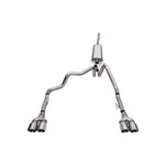 Corsa 304 stainless steel cat-back exhaust system with straight-through muffler and dual 4-inch polished tips.
