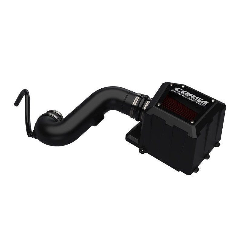 Corsa Performance 45953D cold air intake with black airbox, smoked acrylic lid, and blue DryTech 3D air filter.