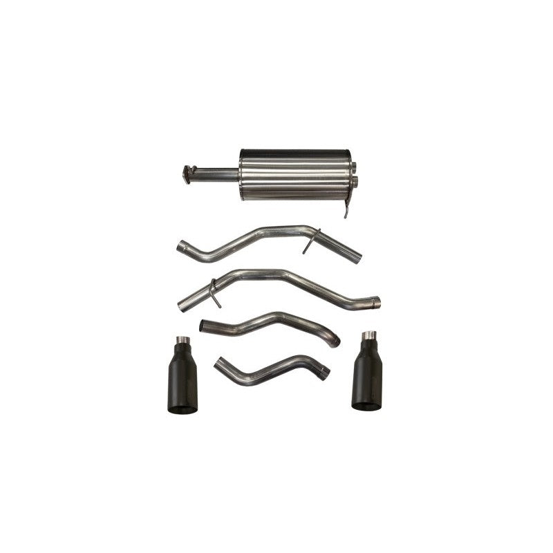 Corsa cat-back exhaust system for Ram 1500 with dual rear exit 5-inch black Cerakote tips.