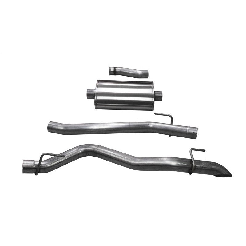 Corsa 304 stainless steel cat-back exhaust for Jeep Gladiator JT with 3-inch mandrel-bent piping and turn down tip.