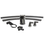 Corsa Performance CC0008 aluminum oil catch can with black powder-coated bracket and reinforced hoses for Ram TRX.