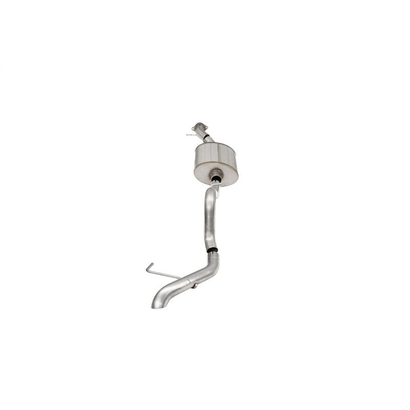 Corsa 304 stainless steel cat-back exhaust system with center-mounted muffler and turndown tip for Ford Bronco.