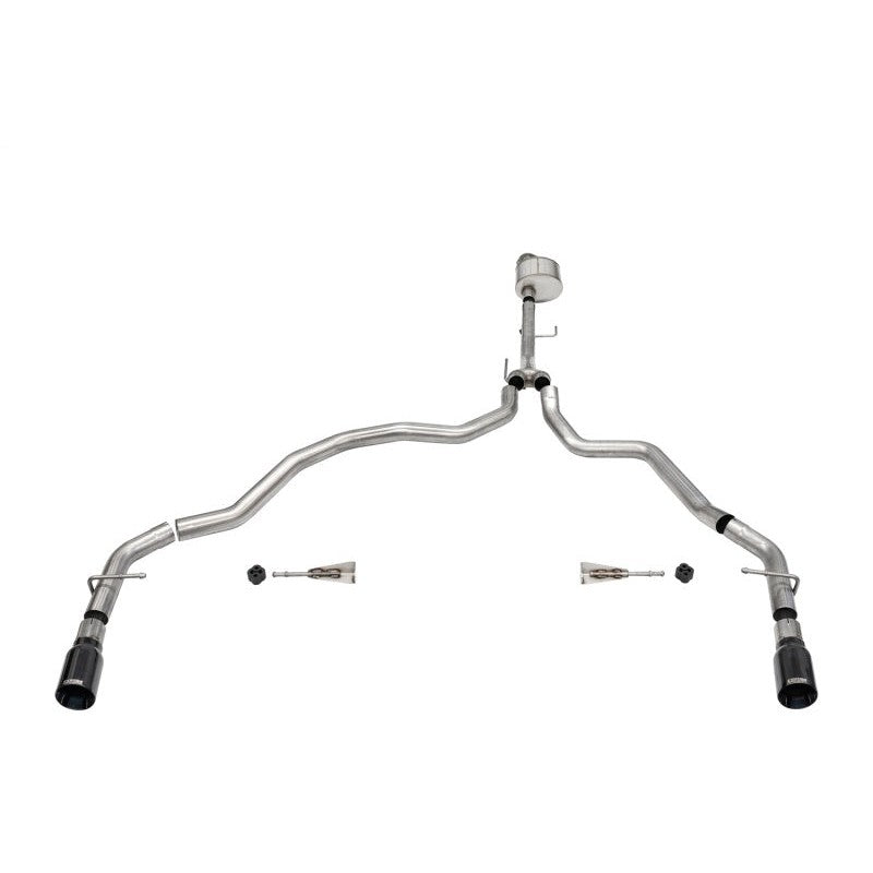 Corsa Xtreme 304 stainless steel cat-back exhaust system with dual rear-exit Black PVD tips for Ford F-150.
