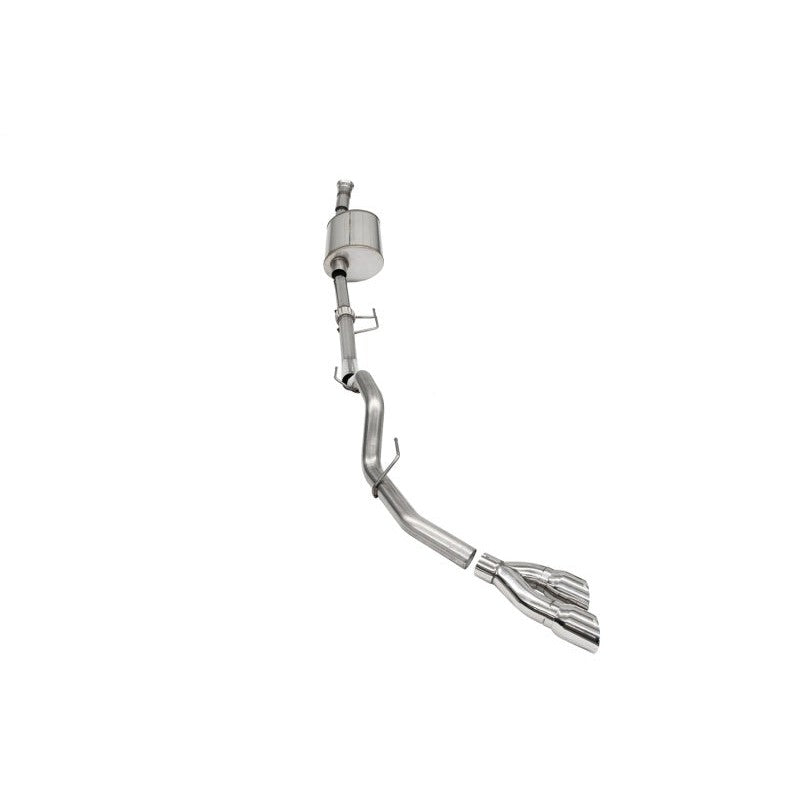 Corsa Sport cat-back exhaust system with 3.5-inch 304 stainless steel piping and a polished slash-cut exit tip.