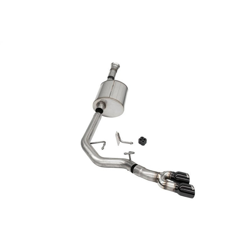 Corsa Sport cat-back exhaust system with black PVD tips and 304 stainless steel tubing for 2021-2025 Ford F-150.