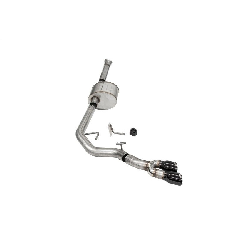 Corsa Xtreme 3.0 inch stainless steel cat-back exhaust with dual black PVD front-of-tire exit tips for 2021-2025 Ford F-150.