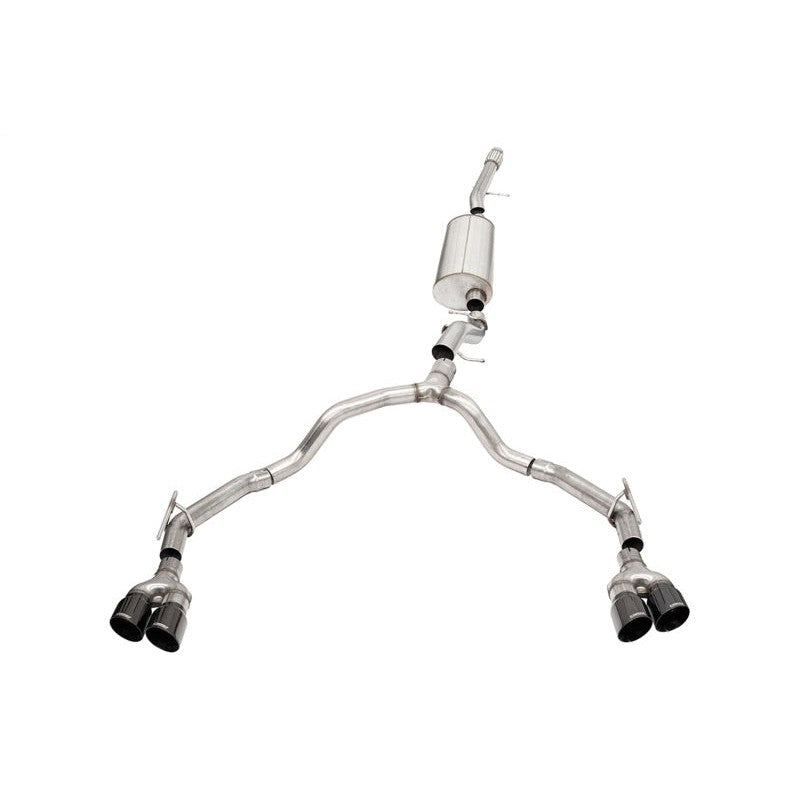 Corsa Sport Cat-Back exhaust system for GM SUVs with 304 stainless steel piping and dual 4-inch black dual-wall tips