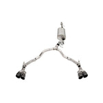 Corsa Sport cat-back exhaust system with 304 stainless steel tubing and dual-wall 4-inch black tips.