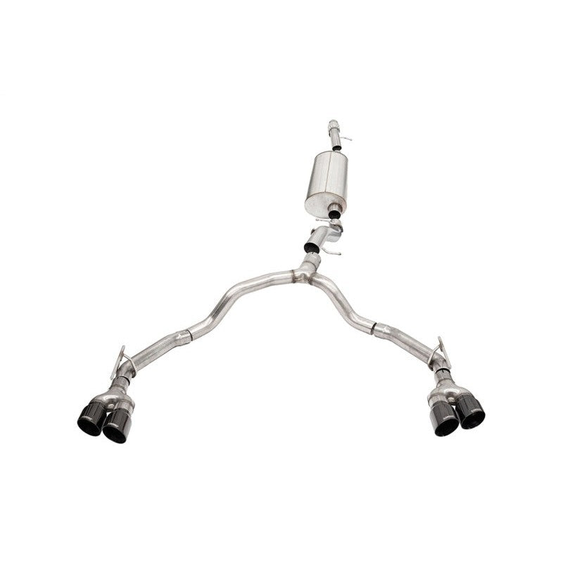 Corsa 304 stainless steel cat-back exhaust system with twin 4-inch black dual-wall tips for Tahoe and Yukon.