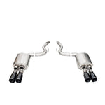Corsa 3-inch axle-back exhaust system with twin 4-inch black dual-wall stainless steel tips for 2024-2025 Mustang GT