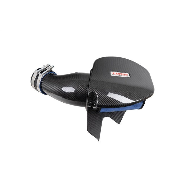 Corsa Performance carbon fiber open element air intake with Maxflow 5 oiled filter for 2021-2023 6.4L HEMI engines.