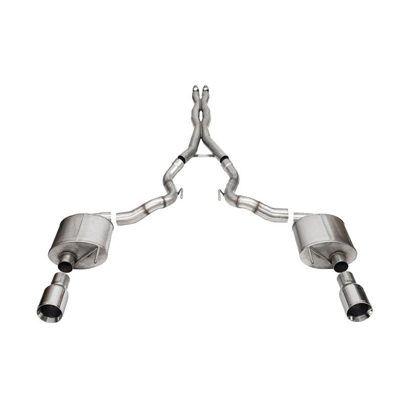 Corsa Performance Xtreme 3-inch cat-back exhaust with 4.5-inch polished straight-cut tips for 2024-2025 Mustang GT.
