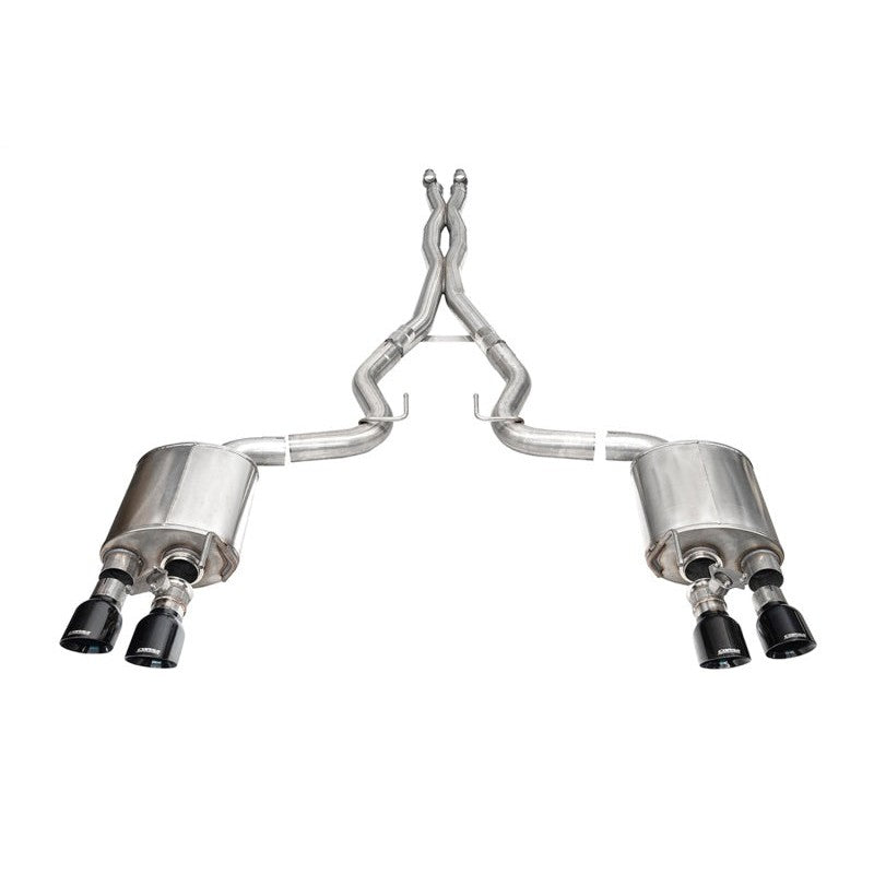 Corsa 3-inch 304 stainless steel cat-back exhaust with black PVD slash-cut tips for 2024-2025 Ford Mustang Dark Horse.