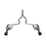 Corsa Xtreme 3.0 inch stainless steel cat-back exhaust with Double Helixx X-pipe and 4.5 inch Black PVD tips for Mustang GT.