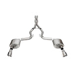 Corsa Xtreme 3.0 inch stainless steel cat-back exhaust system with Double Helixx X-pipe and dual 4.5 inch tips.