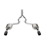 Corsa Xtreme cat-back exhaust system for 2024-2025 Mustang GT with 304 stainless piping and black PVD straight cut tips.