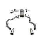 Corsa 304 stainless steel cat-back exhaust system with 5 inch satin flat cut tips for 2025-2026 RAM 1500 RHO.