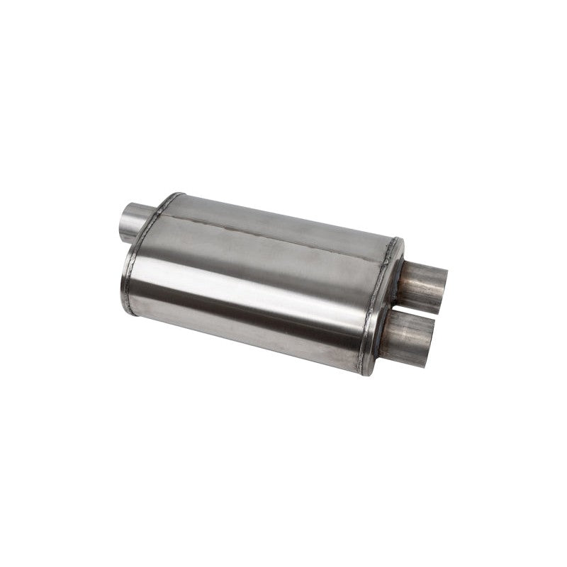 CORSA PRO Series 304 stainless steel muffler with 2.5-inch single inlet and dual outlet configuration.