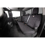 Black Covercraft Carhartt Super Dux SeatSaver front row seat covers for 2019-2026 Chevrolet Silverado and GMC Sierra.