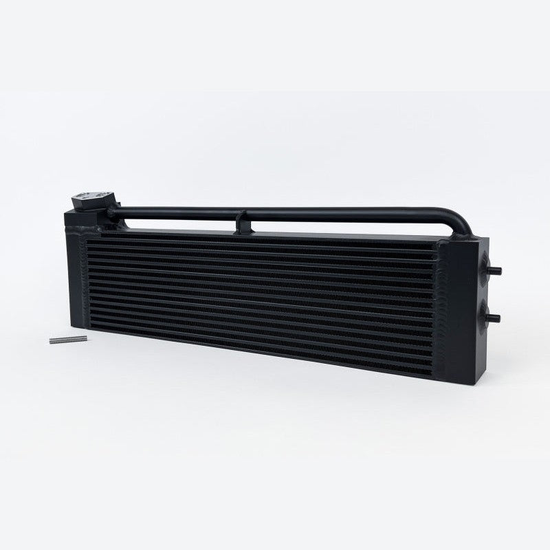 Satin black CSF Race-Spec oil cooler for BMW E60 M5 and E63 M6 showing the heavy-duty bar and plate core.