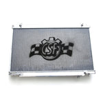 Polished CSF 7022 all-aluminum 1-row radiator for 2007-2009 Nissan 350Z with CNC machined quick-connect fittings.