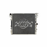 CSF all-aluminum 2-row performance radiator for 2007-2018 Jeep Wrangler JK featuring a satin finish and CNC-machined inlets.