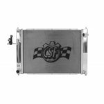 CSF 7011 all-aluminum performance radiator featuring a 2-row 42mm core and CNC-machined quick-connect fittings.