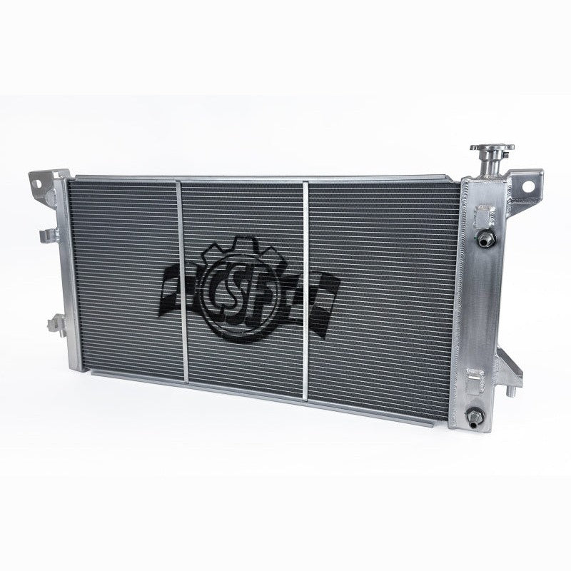 CSF 8094 high-performance 2-row aluminum radiator with TIG-welded end tanks and CNC-machined mounting brackets.