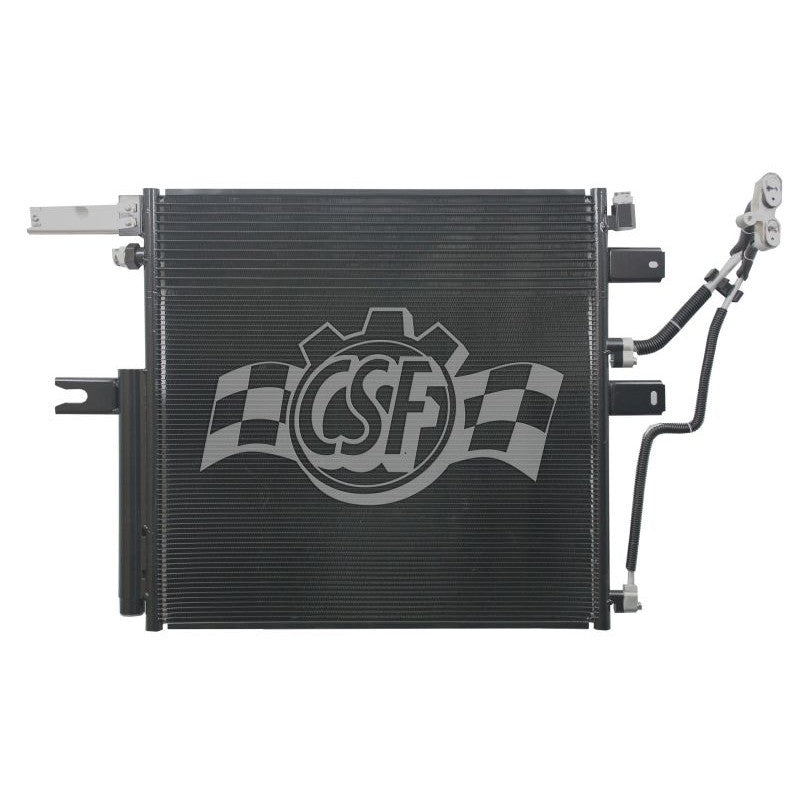 CSF 10754 A/C condenser featuring an aluminum core and integrated refrigerant line ports