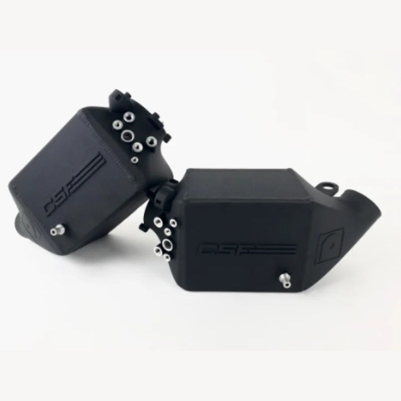 Pair of CSF crinkle black high-performance charge-air-coolers with cast end tanks for BMW F10 M5 and F12 M6.