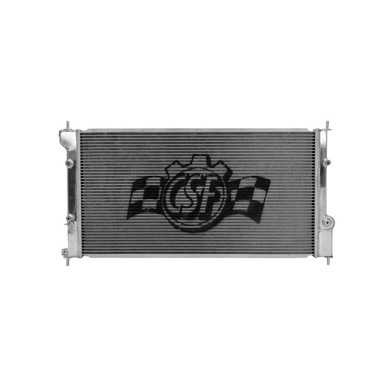 Satin finish CSF 7050 all-aluminum performance radiator featuring CNC quick-connect fittings and high-efficiency B-Tube core.