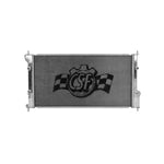 Satin finish CSF 7050 all-aluminum performance radiator featuring CNC quick-connect fittings and high-efficiency B-Tube core.