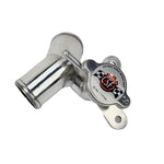 Mirror polished TIG-welded aluminum filler neck with a 1.4 bar high-pressure radiator cap and 1/8 NPT sensor port.