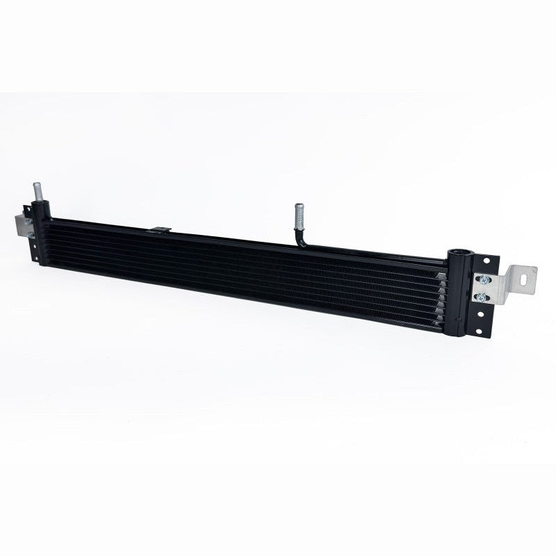 CSF 8102 black all-aluminum transmission oil cooler with laser-cut mounting brackets for 2015-2025 Ford F-150.