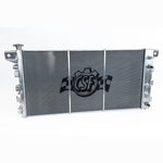 CSF high performance 2-row all-aluminum radiator with TIG-welded end tanks and CNC-machined mounting brackets.